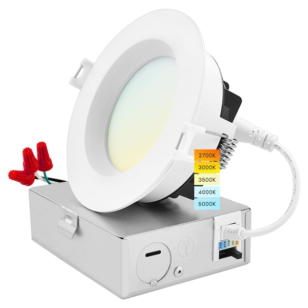 Luxrite 4 Inch LED Recessed Downlight 5CCT 2700K-5000K 15W 1300LM Dimmable Wet Rated IC Rated LR22632-1PK - main